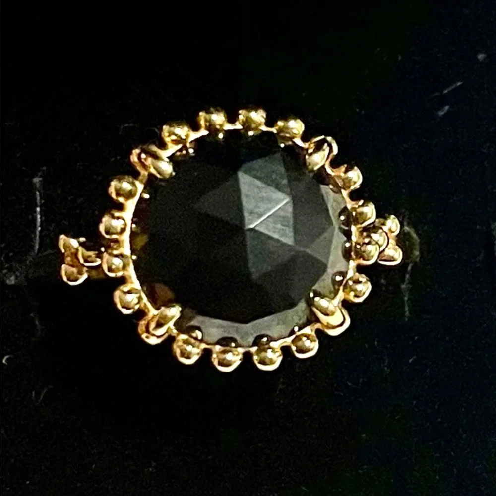 Authentic Pandora 14ct 14k Gold Large Black Spinel G585 ALE Gold Ring